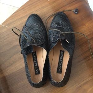 Vintage 37 snakeskin loafer 70’s black brown neat!